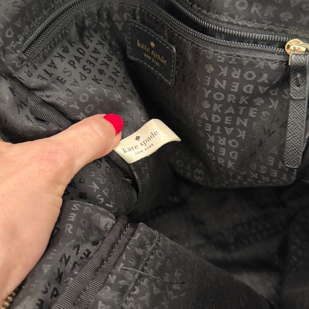Kate Spade black small backpack gold zippers hardware nylon - Picture 8 of 8